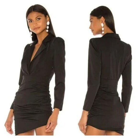 Nbd Joni Black Ruched Blazer Suit Dress